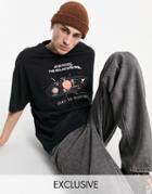 Reclaimed Vintage Inspired Organic Cotton T-shirt With Cosmic Graphic In Black