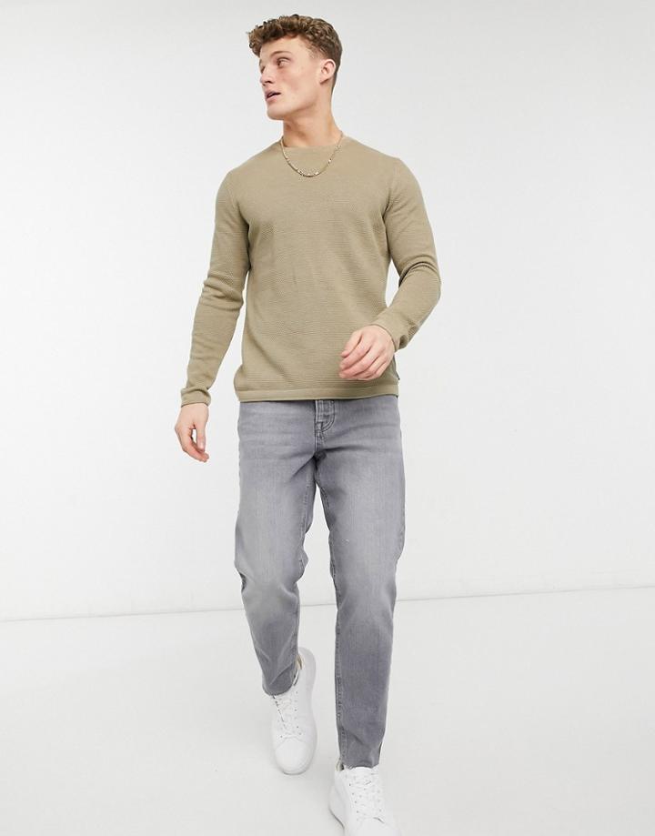 Only & Sons Textured Jumper In Beige-neutral