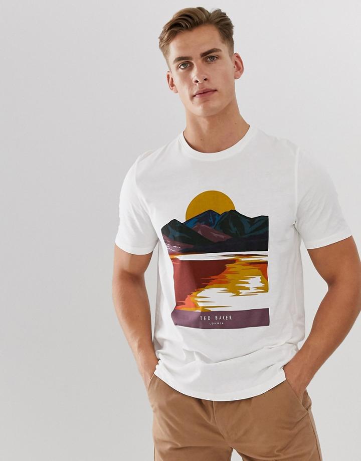 Ted Baker T-shirt With Mountain Print - Beige