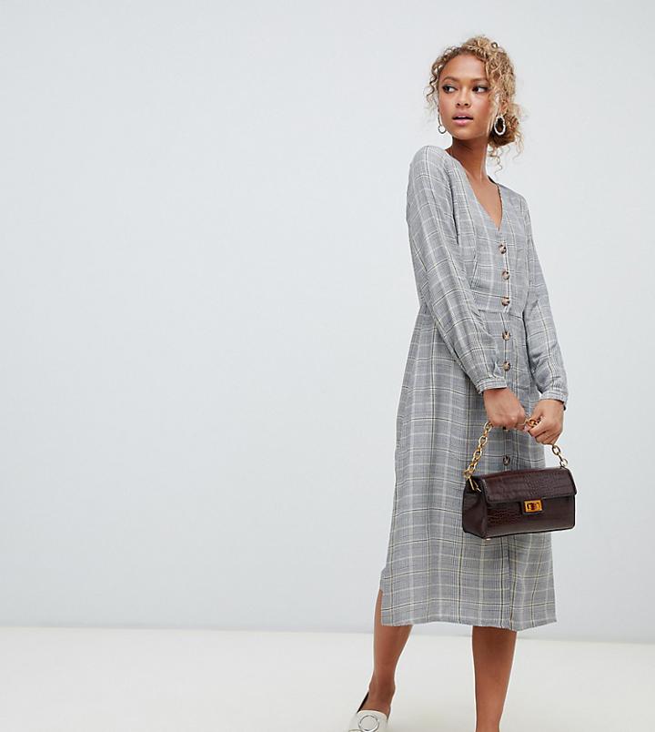 New Look Button Through Check Midi Dress