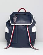 Tommy Hilfiger Wanderlust Icon Trim Faux Leather Backpack In Navy - Navy