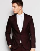 Selected Homme Skinny Luxe Polka Dot Suit Jacket With Peak Lapel - Burgundy
