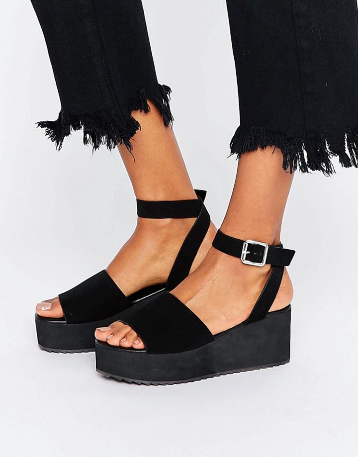Asos Take Off Wedge Sandals - Black
