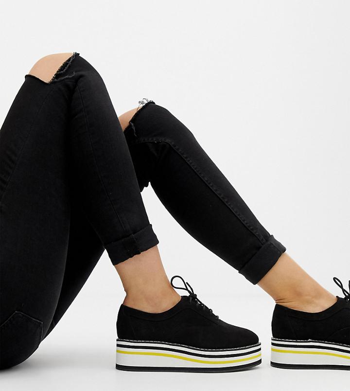 Asos Design Wide Fit Volt Flat Shoes-black