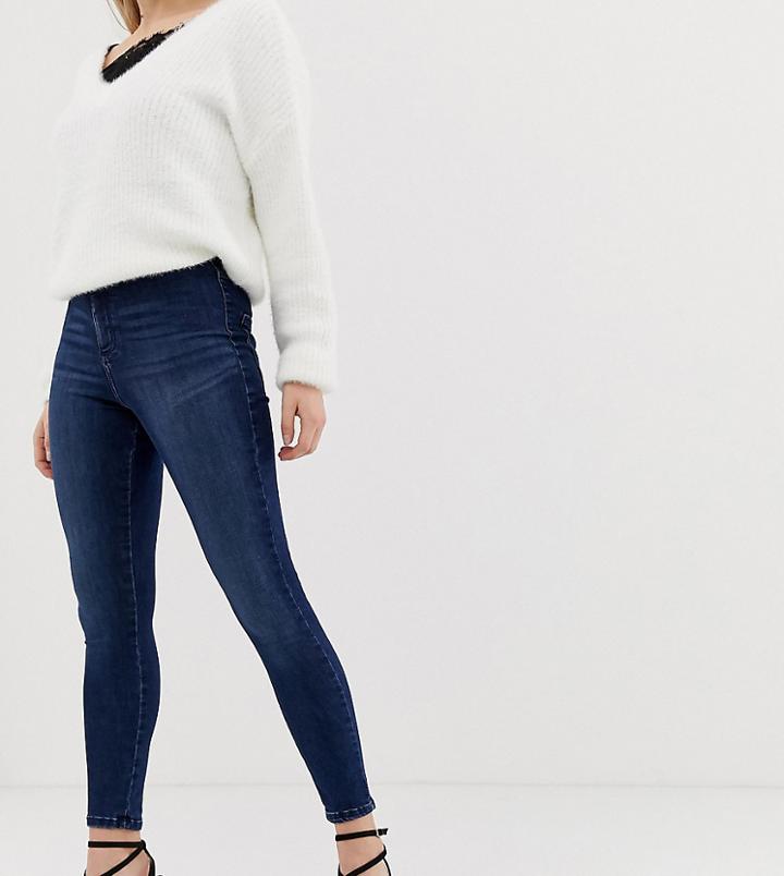 Miss Selfridge Petite Skinny Jeans In Dark Wash - Black