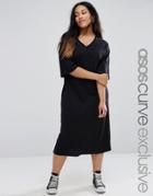Asos Curve Kimono Sleeve T-shirt Midi Dress - Black