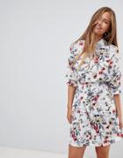 Gilli Floral Print Shirt Dress - Cream
