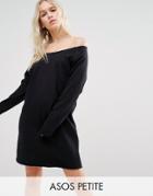 Asos Petite Off Shoulder Sweat Dress - Black
