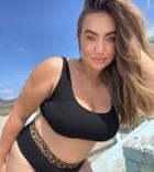 Wolf & Whistle Curve Rib Cut Out Crop Bikini Top With Animal Print Elastic-black