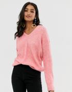 French Connection V Neck Sweater-pink