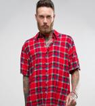 Reclaimed Vintage Inspired Festival Shirt With Short Sleeves In Reg Fit - Red