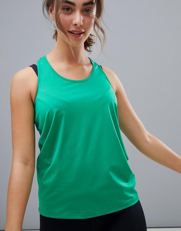 Asos 4505 Tank Top In Loose Fit With Mesh Racer Back - Green