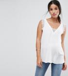 Asos Design Maternity Deep Plunge Lace Insert Cami Tank - White