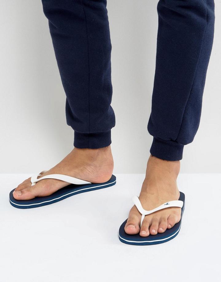 Hollister Logo Flip Flops In Navy - Navy
