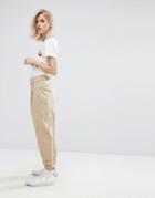 Pull & Bear High Waisted Tailored Pant - Tan