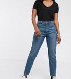 Monki Kimomo High Waist Mom Jeans With Organic Cotton In Classic Blue