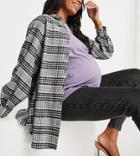 Topshop Maternity Sustainable Oversized Check Shirt In Mono-multi
