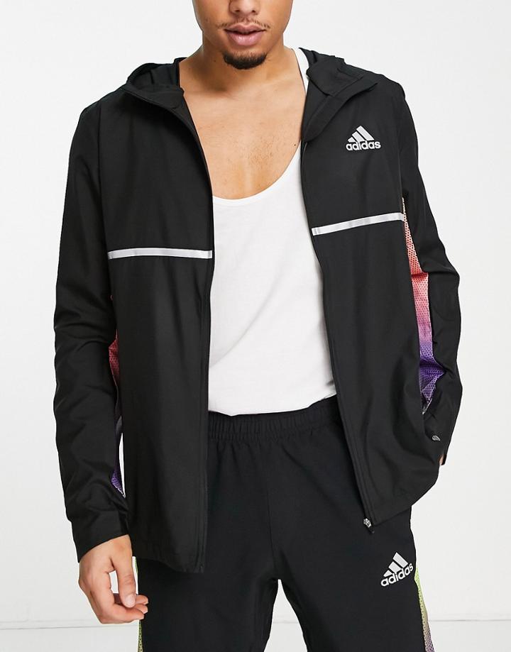 Adidas Running Own The Run Jacket In Black And Multi