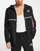 Adidas Running Own The Run Jacket In Black And Multi