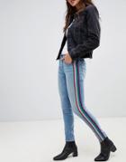 Blank Nyc Skinny Jean With Rainbow Stripe Detail - Blue