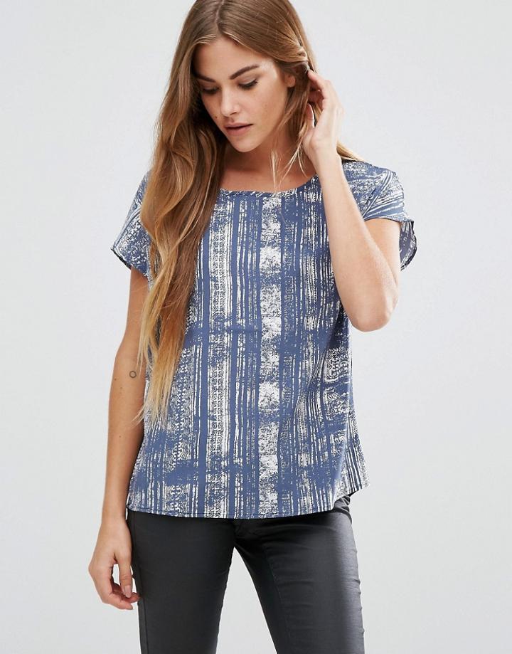 Jdy Printed Short Sleeve Top - Blue
