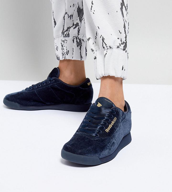 Asos White X Reebok Princess Sneakers In Velvet - Navy