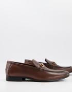 Silver Street Metal Trim Loafers In Brown Leather