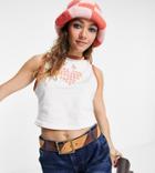 Reclaimed Vintage Inspired Ringer Tank Top In Off-white With 70s Heart Print-pink