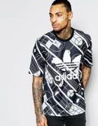 Adidas Originals T-shirt In Track Print Aj7838 - Black