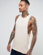 Asos Tank With Racer Back In Beige - Gray