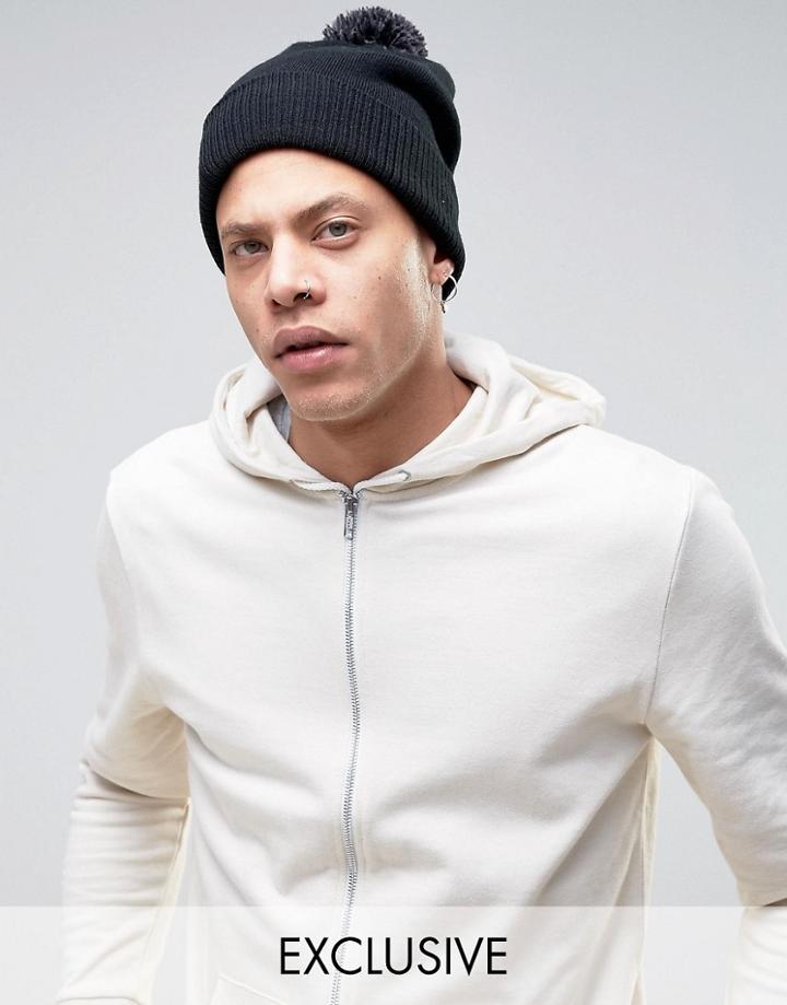 Reclaimed Vintage Bobble Beanie Black - Black