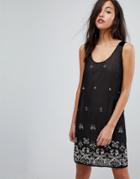 French Connection Embellished Dress With Velvet Straps-black