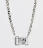 Asos Design Curve Necklace With Buckle Pendant In Silver Tone
