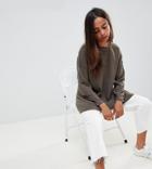 Asos Design Petite Oversize Sweater In Fine Knit - Green