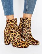 Miss Selfridge Leopard Print Boot - Black