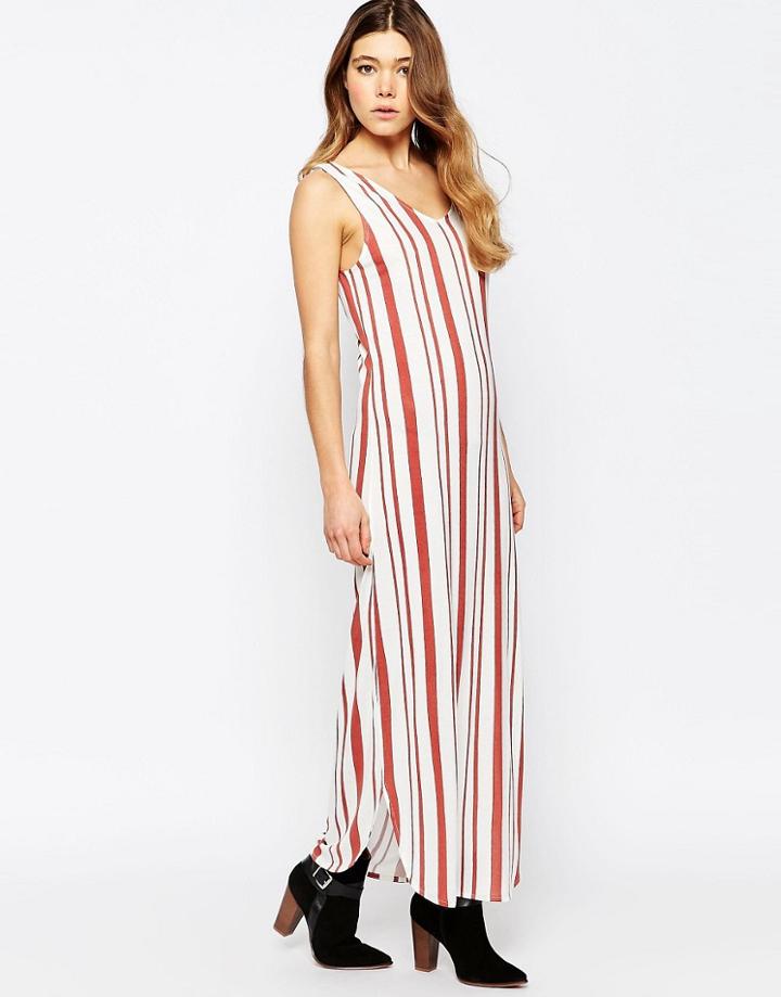 B.young Striped Maxi Dress - Marsala
