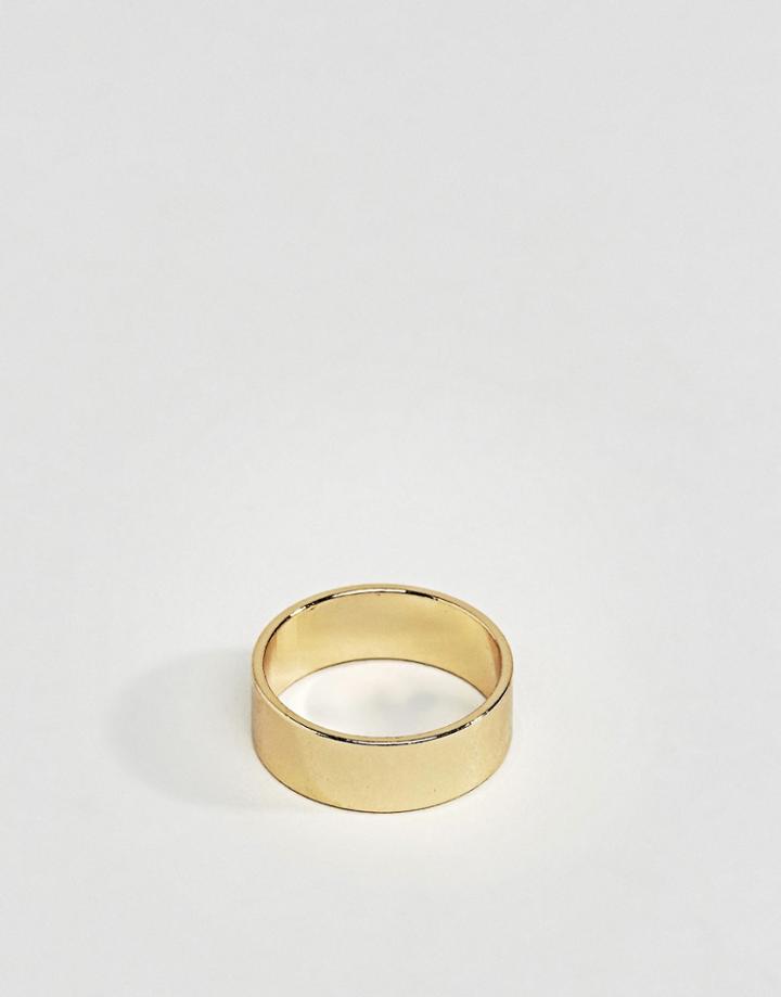 Asos Gold Plated Plain Band Pinky Ring - Gold