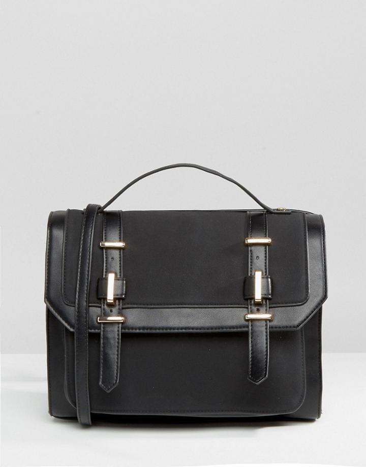 Asos Metal Trim Satchel Bag - Black