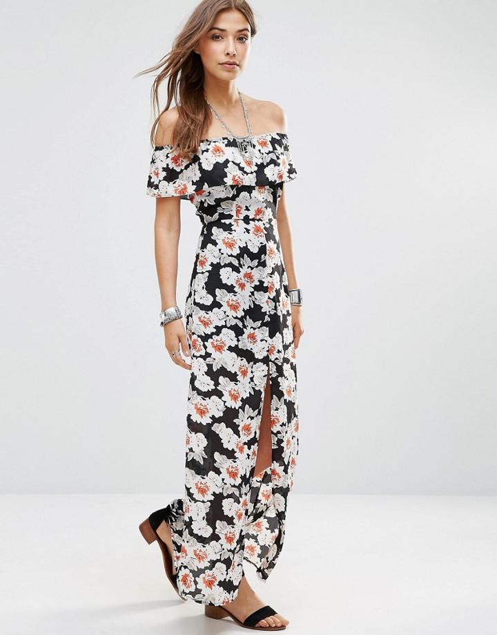 Wyldr Intuition Off The Shoulder Maxi Dress In Floral Print - Multi