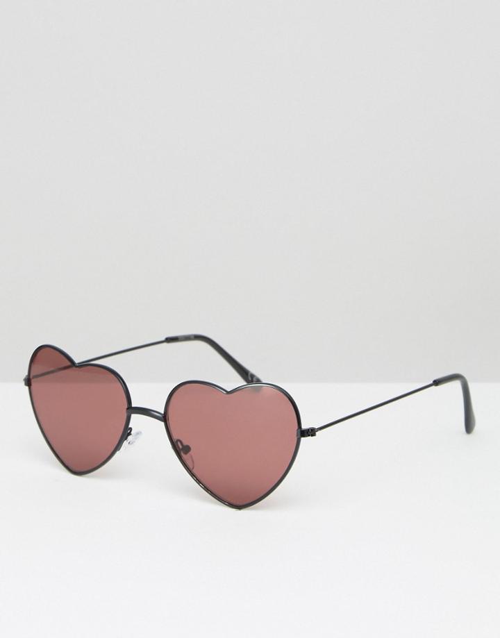 Asos Heart Sunglasses In Black - Black