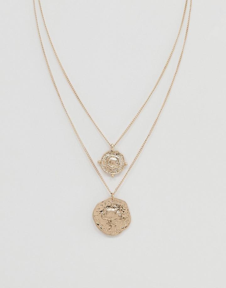 Mango Disc Layer Necklace In Gold - Gold