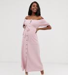 Asos Design Maternity Exclusive Textured Bardot Belted Maxi Dress - Purple