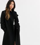 Asos Design Petite Smart Coat With Wrap Front Detail In Black