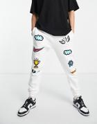 Nike Doodleglyph Graphic Cuffed Sweatpants In White