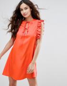 Fashion Union Ruffle Sleeve Dress - Red