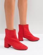 Miss Selfridge Mid Heeled Ankle Boot - Red