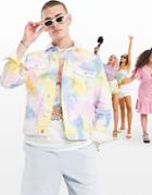Asos Design Tie Dye Denim Jacket In Rainbow Wash-blues