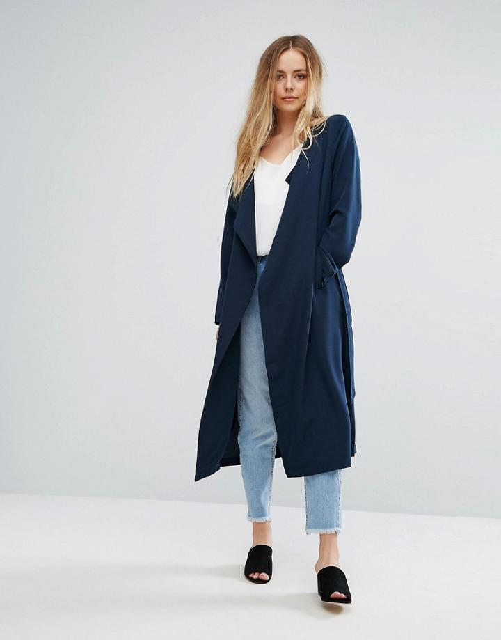 Vila Drapey Trench Coat - Navy