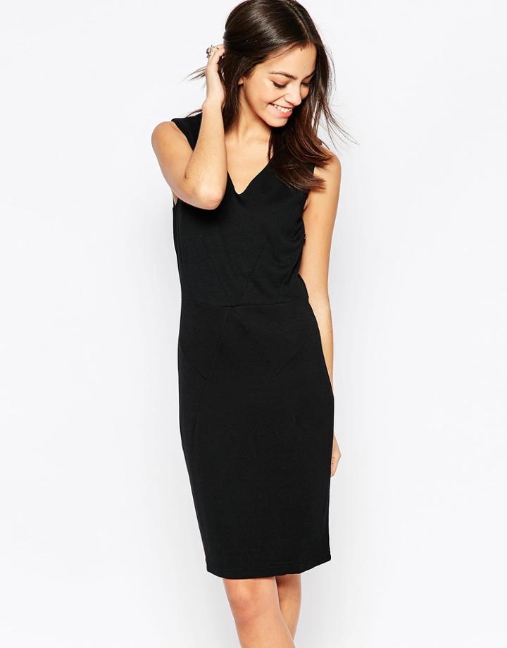 Minimum Sleeveless V Neck Shift Dress - 999 Black