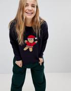 Brave Soul Holidays Gingerbread Sweater - Navy